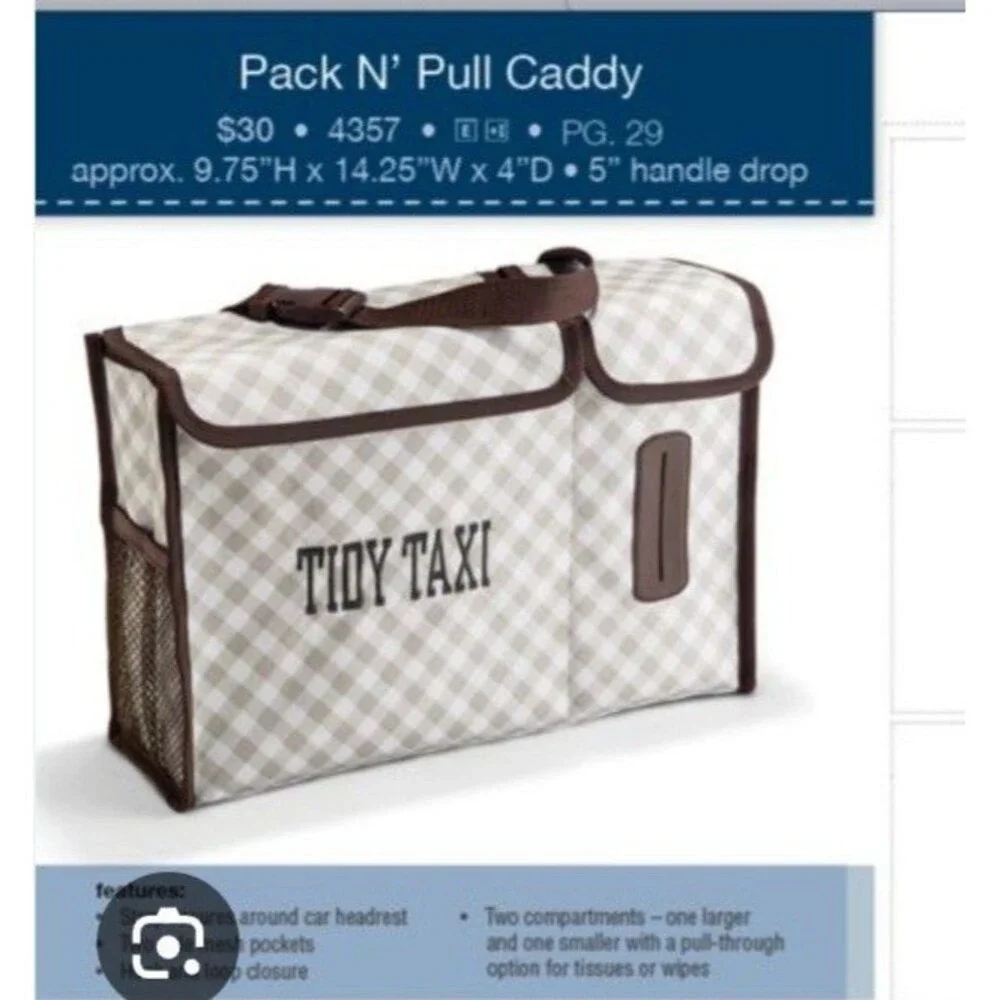 Thirty-One Pack N Pull Caddy Taupe Gingham Organizer NIP